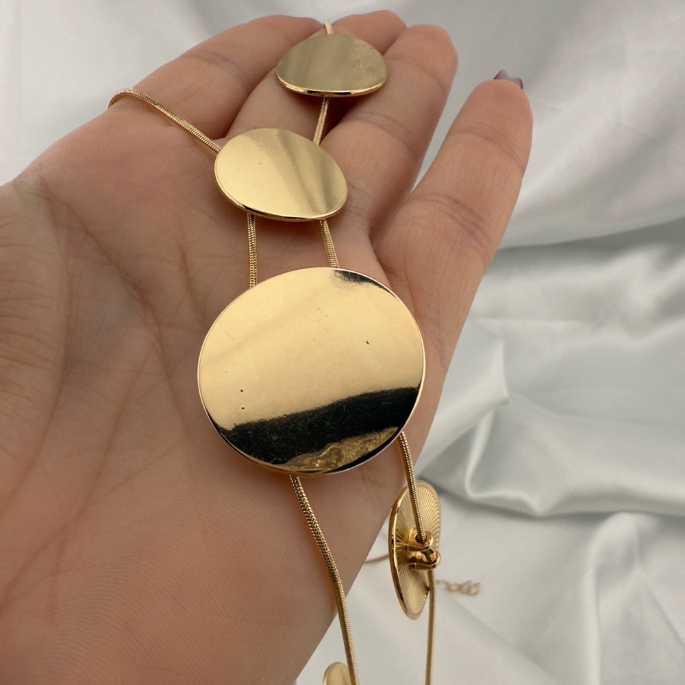 Adjustable Gold Color Round Statement Necklace - image 4
